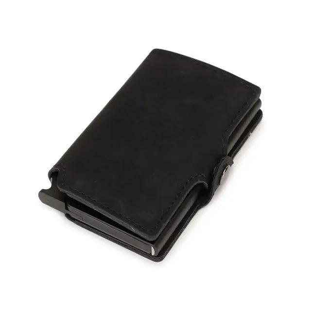 Classic Multifunction Automatic Aluminum Alloy Leather Credit Card Holder Retro New Pop - Up Card Ejector Business