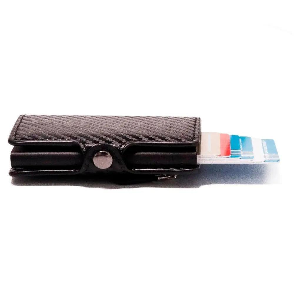 Classic Multifunction Automatic Aluminum Alloy Leather Credit Card Holder Retro New Pop - Up Card Ejector Business