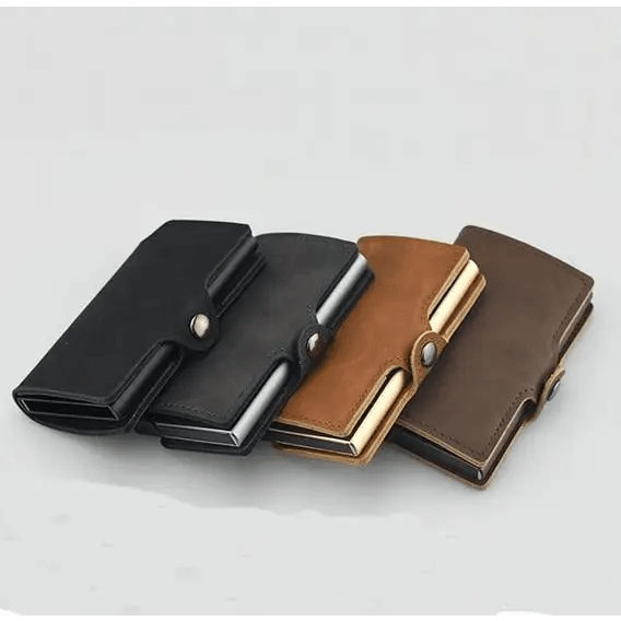 Classic Multifunction Automatic Aluminum Alloy Leather Credit Card Holder Retro New Pop - Up Card Ejector Business