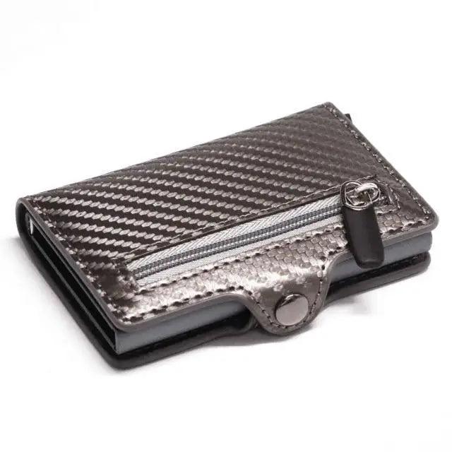 Classic Multifunction Automatic Aluminum Alloy Leather Credit Card Holder Retro New Pop - Up Card Ejector Business