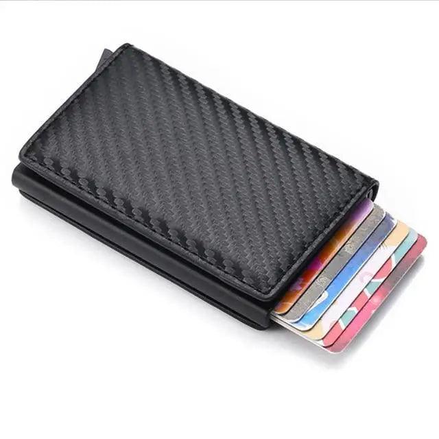 Classic Multifunction Automatic Aluminum Alloy Leather Credit Card Holder Retro New Pop - Up Card Ejector Business