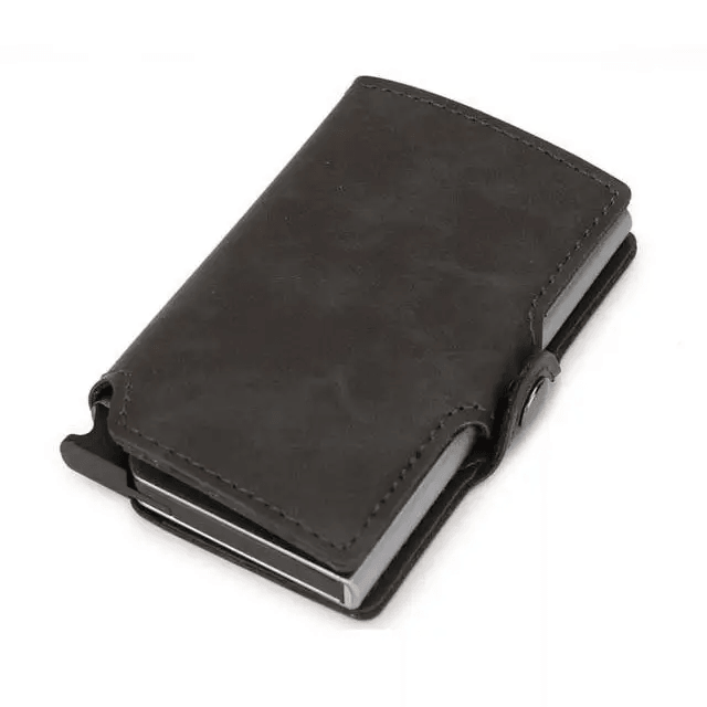 Classic Multifunction Automatic Aluminum Alloy Leather Credit Card Holder Retro New Pop - Up Card Ejector Business