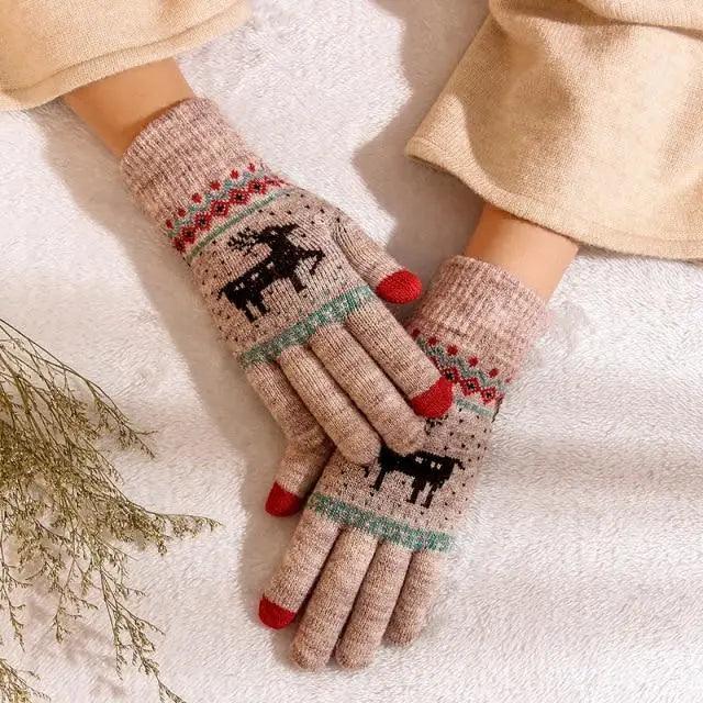 Colorful Christmas Deer Printed Warm Autumn Winter Comfortable Gloves For Men Women Cute Unisex Stylish Design Soft Full Finger Gloves - STEVVEX Fashion - 717, animal theme gloves, autumn gloves, christmas deer gloves, christmas gloves, classic colorful gloves, comfortable gloves, cute gloves, full finger gloves, gloves, gloves for autumn, gloves for men women, gloves for winter, soft gloves, thick gloves, unisex gloves, warm gloves, windproof gloves, winter gloves - Stevvex.com