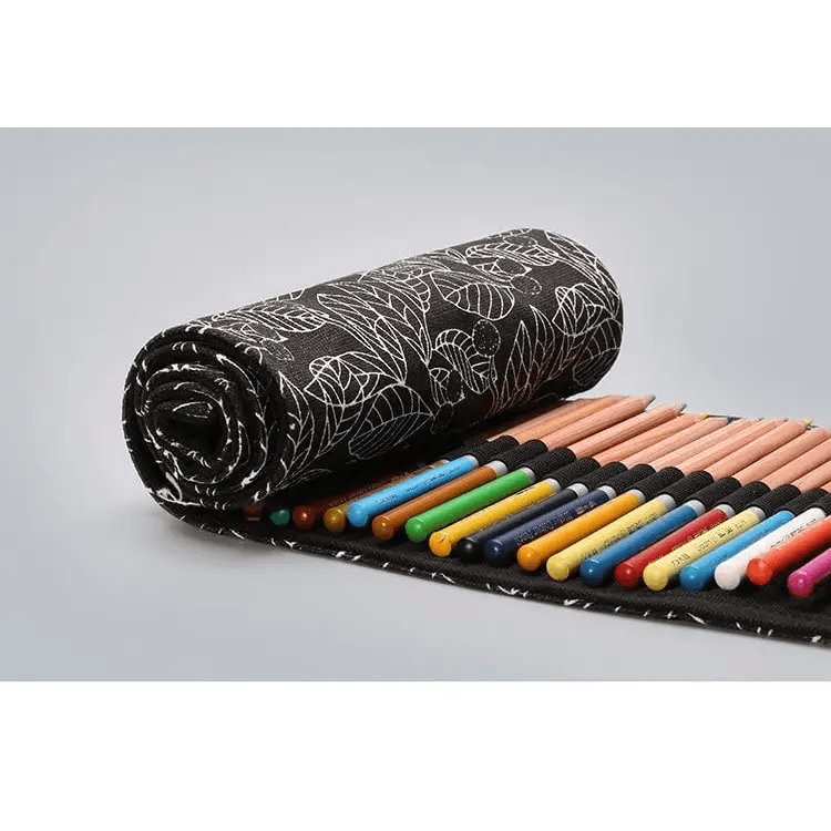 Colorful Roll Up Pencil Case Canvas Flowers Style Colored Pencils Wrap Multi - Purpose Pen Holder Cute Case