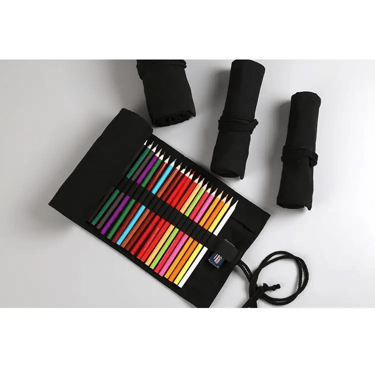 Colorful Roll Up Pencil Case Canvas Flowers Style Colored Pencils Wrap Multi - Purpose Pen Holder Cute Case