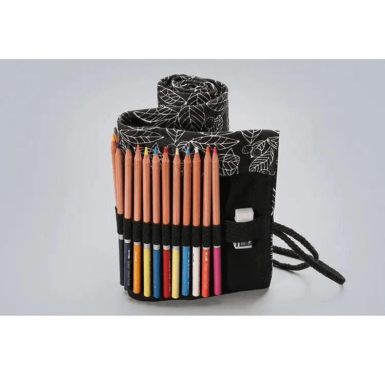 Colorful Roll Up Pencil Case Canvas Flowers Style Colored Pencils Wrap Multi - Purpose Pen Holder Cute Case