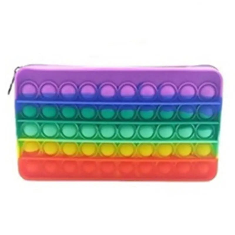 Colorful Stress Relief Squeeze Anti Stress Pop It Soft Pencil Case For Students Rainbow Color School Case