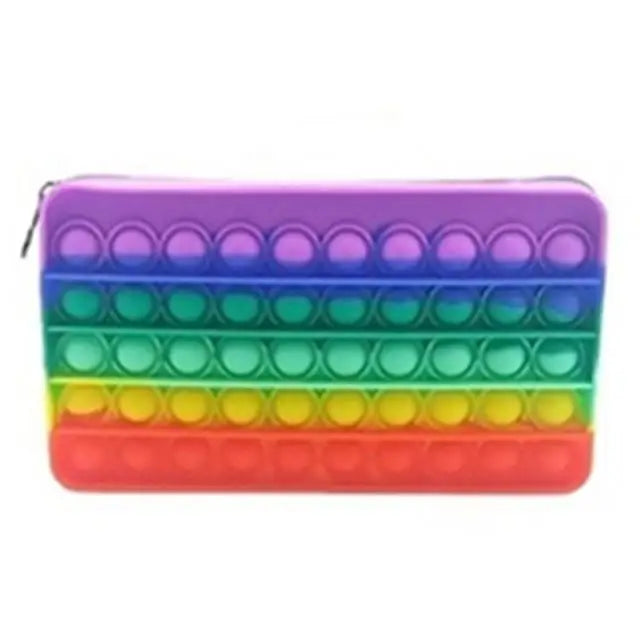 Colorful Stress Relief Squeeze Anti Stress Pop It Soft Pencil Case For Students Rainbow Color School Case - 5