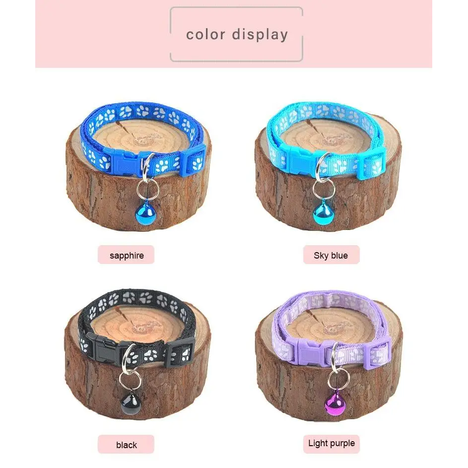 Colorful Super Soft Nylon Pet Adjustable Collars Cute Print Collar Stylish Footprint Pets Necklace Collars For Dogs