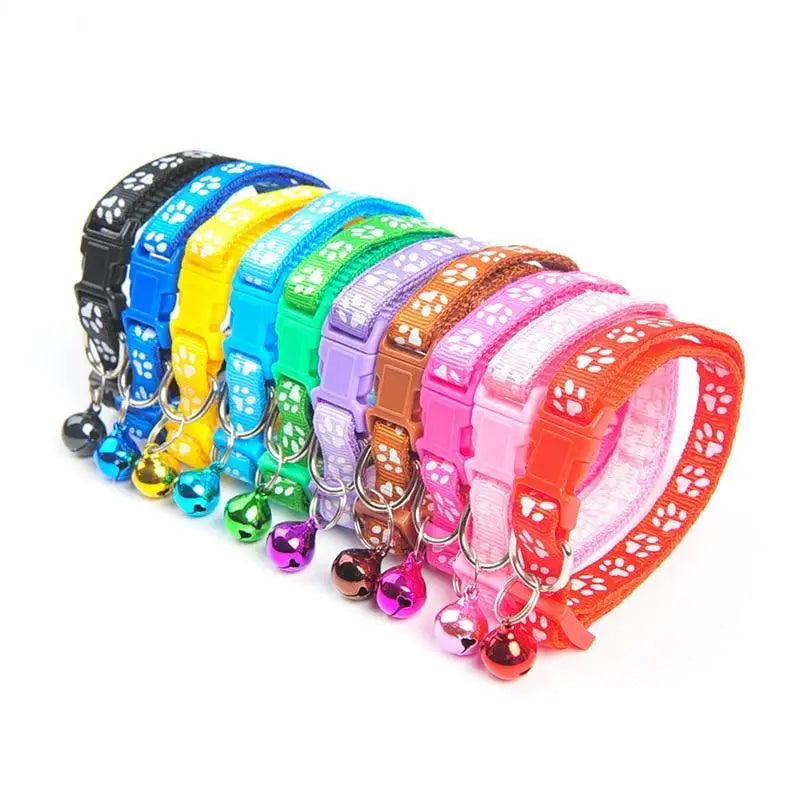 Colorful Super Soft Nylon Pet Adjustable Collars Cute Print Collar Stylish Footprint Pets Necklace Collars For Dogs