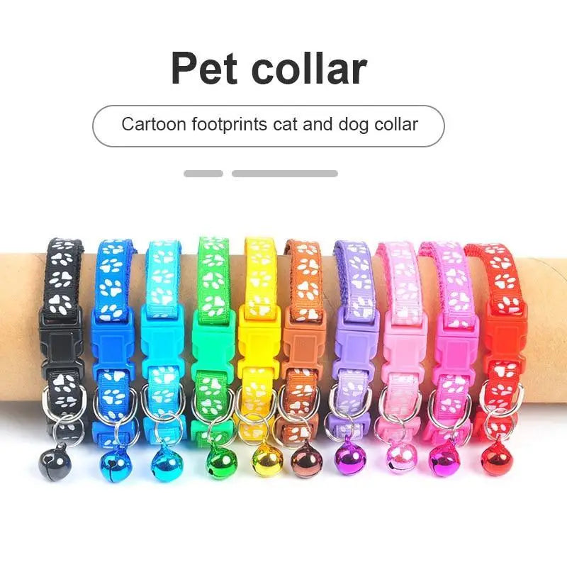 Colorful Super Soft Nylon Pet Adjustable Collars Cute Print Collar Stylish Footprint Pets Necklace Collars For Dogs