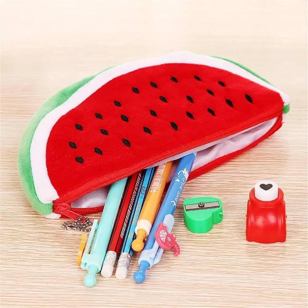 Colorful Watermelon Shaped Plush Soft Students Pencil Case Makeup Pouch Cute Design - STIL5487LGHJI