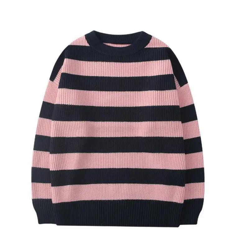 Comfortable Autumn Winter Knitted Striped Sweater Women Casual Oversized Pullovers Sweaters Loose Warm Jumper