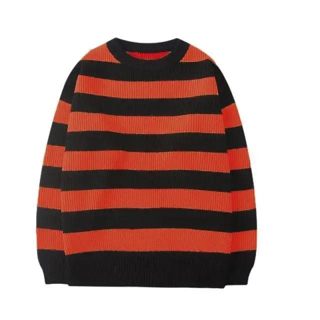 Comfortable Autumn Winter Knitted Striped Sweater Women Casual Oversized Pullovers Sweaters Loose Warm Jumper