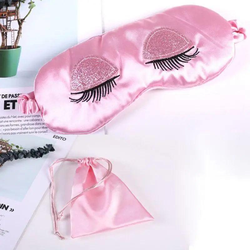 Comfortable Pink Silk Elegant Sleeping Mask Long Eyelash Sleeping Eye Mask Soft Sleeping Mask With Elastic Strap