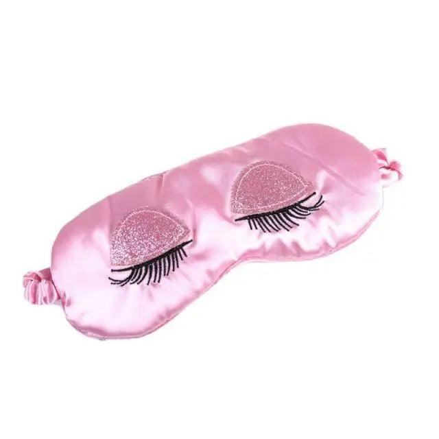 Comfortable Pink Silk Elegant Sleeping Mask Long Eyelash Sleeping Eye Mask Soft Sleeping Mask With Elastic Strap