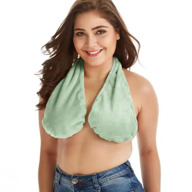 Comfortable Women Towel Bra Chest Hanging Neck Wrapped Big Bra Breastfeeding Lightweight Ladies Towel Bra - STEVVEX Beauty - 728, bath towel bra, big bra, bra, bra for women, Breastfeeding bra, chest hanging bra, colorful bra, comfortable bra, neck bra, soft bra, towel bra, women bra - Stevvex.com