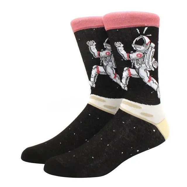 Cool Sock Astronaut Pattern Winter Socks For Men Thick Long Funny Socks Colorful Designs For Your Outfit - STEVVEX Fashion - 720, autumn socks, beautiful print socks, colorful socks, comfortable socks, fashion socks, fun socks, funky socks, funny socks, men socks, pettern socks, skate socks, socks, socks with petterns, soft socks, stylish socks, unisex socks, warm socks, winter socks, women socks - Stevvex.com