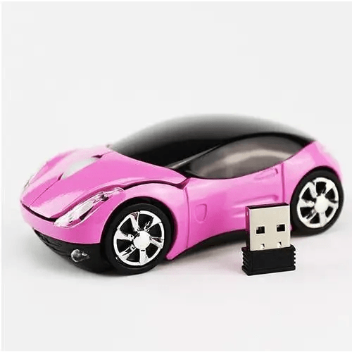 Cool Sport Car Wireless Mouse 3D Shape Ergonomic Optical Mice Stylish USB Receiver Mouse For Laptop And Computer - Pink