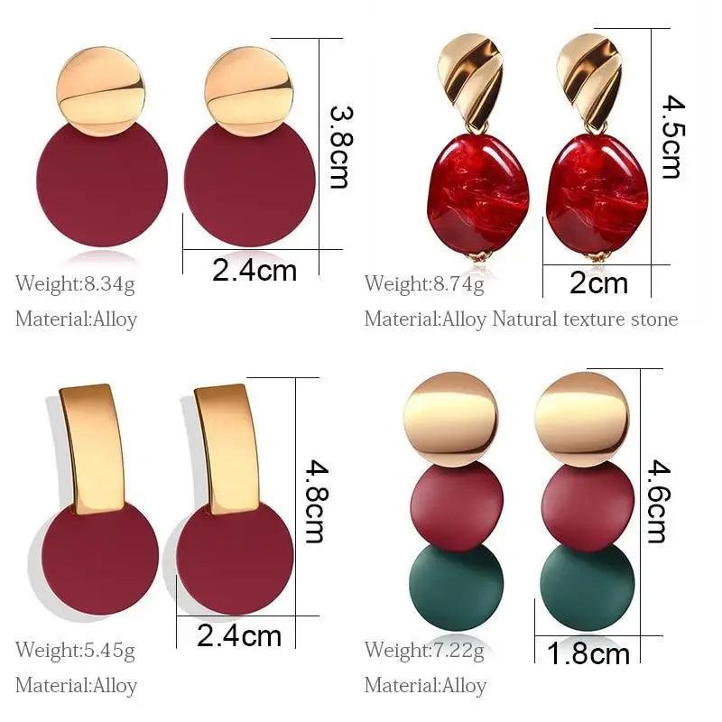 Copy of New Dazzling Small Disk Colourful Earrings For Women And Girls Acrylic Geometric Red Dangle Fashionable Unique