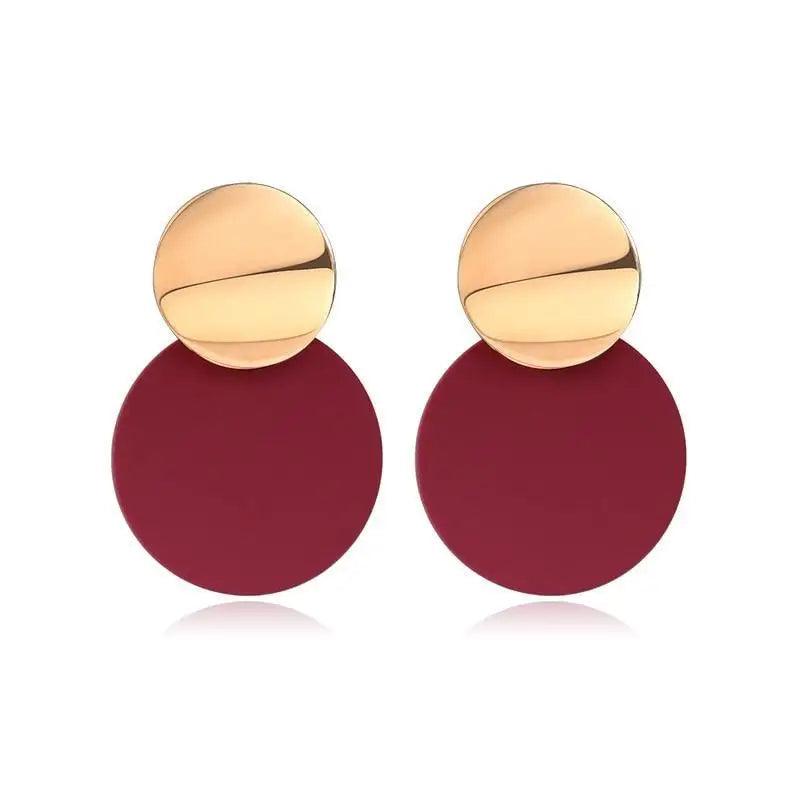 Copy of New Dazzling Small Disk Colourful Earrings For Women And Girls Acrylic Geometric Red Dangle Fashionable Unique