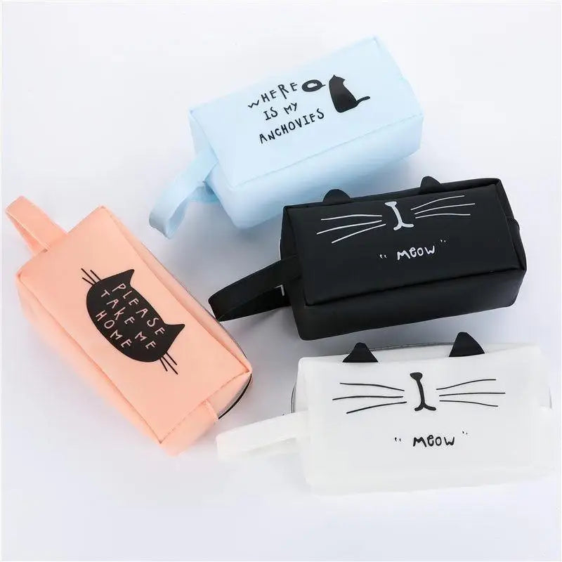 Creative Leather Black Large Capacity Pencil Pouch For Students Unique Colors Stationery Office Pencil Cases