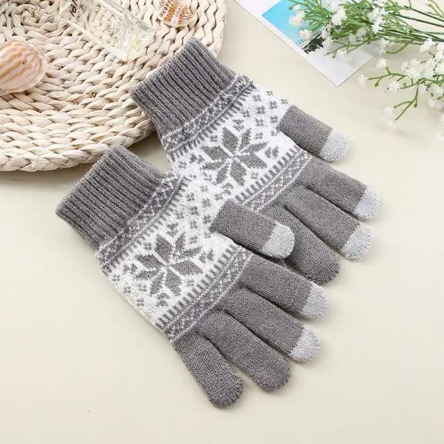 Creative New  Fashion Snow Printing Gloves Mobile Phone Touch Screen Knitted Gloves Winter Thick And Warm Gloves For Men And Women 2021 - Treko - 2021 trends, birthday gifts, breathable gloves, comfortable gloves, fashion 2021, fashionable gloves, motor cycle gloves, new trend 2021, racing gloves, stylish gloves, trends 2021, trendy gloves, winter gloves- Stevvex.com