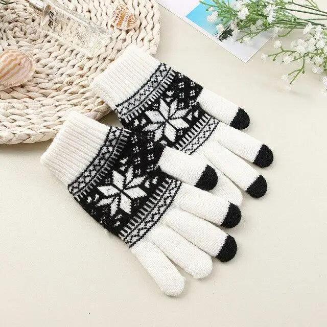 Creative New  Fashion Snow Printing Gloves Mobile Phone Touch Screen Knitted Gloves Winter Thick And Warm Gloves For Men And Women 2021 - Treko - 2021 trends, birthday gifts, breathable gloves, comfortable gloves, fashion 2021, fashionable gloves, motor cycle gloves, new trend 2021, racing gloves, stylish gloves, trends 2021, trendy gloves, winter gloves- Stevvex.com