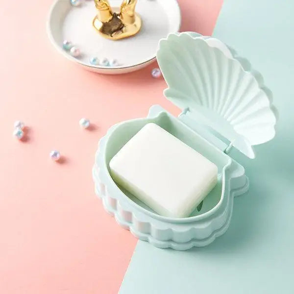 Creative Portable Shell Shape Soap Box Bathroom Drain Soap Holder Travel Soap Protect Case Bathroom Accessories Soap