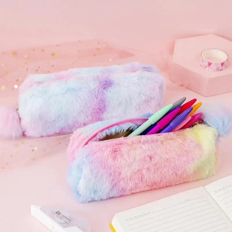 Cute Candy Color Creative Plush Students Pencil Case Soft Stationery Large Capacity Pouch For Girls - STIL8795SPOIO