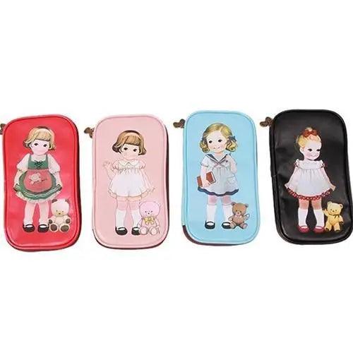 Cute Doll Pattern Pencil Case For Girls Colorful Pen Holder Case For Students Elegant Style School Accessories Pencil