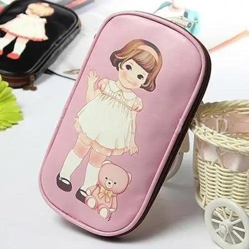 Cute Doll Pattern Pencil Case For Girls Colorful Pen Holder Case For Students Elegant Style School Accessories Pencil