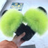 Cute Fluffy Ladies Indoor Warm Slippers Furry Luxury Flip Flops Women’s Fashion Flat Soft Flip Flops - Green / 36