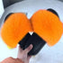 Cute Fluffy Ladies Indoor Warm Slippers Furry Luxury Flip Flops Women’s Fashion Flat Soft Flip Flops - Orange / 36