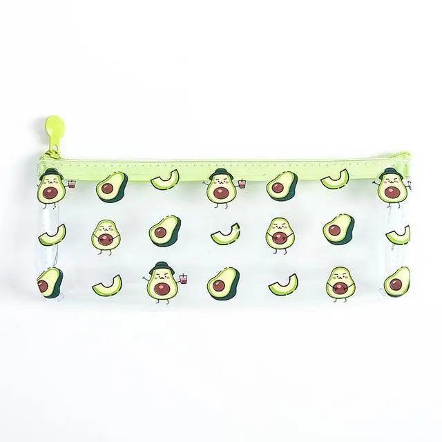 Cute Fruit Theme Pencil Case Unique Design Avocado Pattern Transparent Pencil Pouch School Pencil Bag For Students - 1