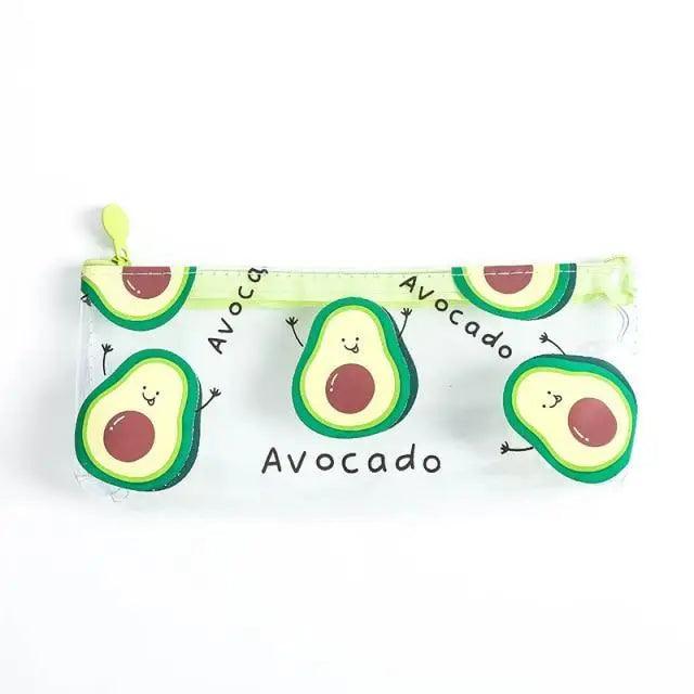 Cute Fruit Theme Pencil Case Unique Design Avocado Pattern Transparent Pencil Pouch School Pencil Bag For Students - 2