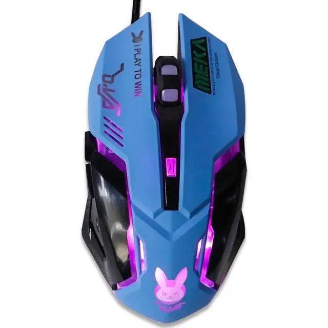 Cute Gaming USB Wired Mouse Girls Pink Computer Professional 2400 DPI Mouse Colorful Silent Mouse For PC - Blue