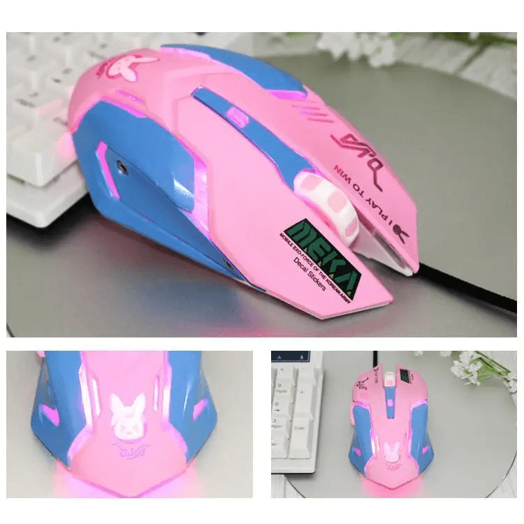 Cute Gaming USB Wired Mouse Girls Pink Computer Professional 2400 DPI Mouse Colorful Silent Mouse For PC - STIL8758YTRYJ