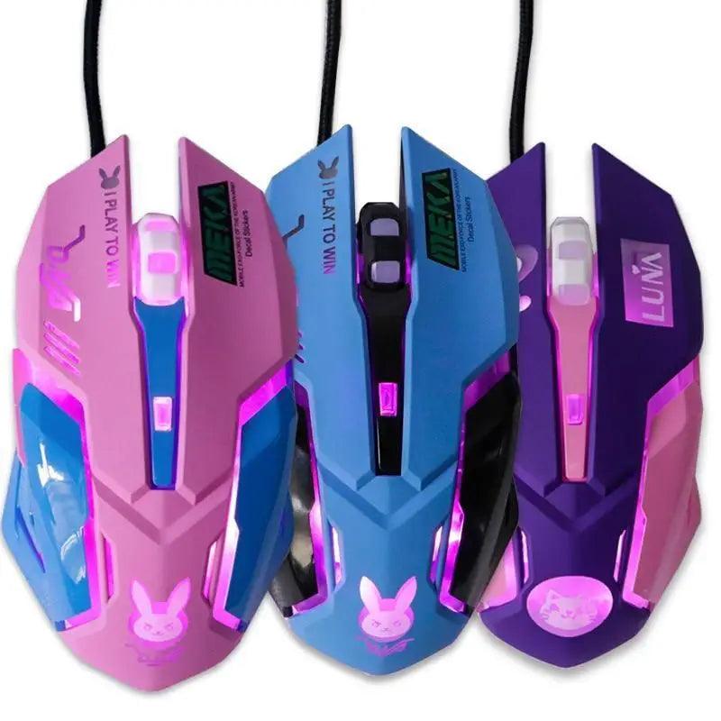 Cute Gaming USB Wired Mouse Girls Pink Computer Professional 2400 DPI Mouse Colorful Silent Mouse For PC - STIL8758YTRYJ