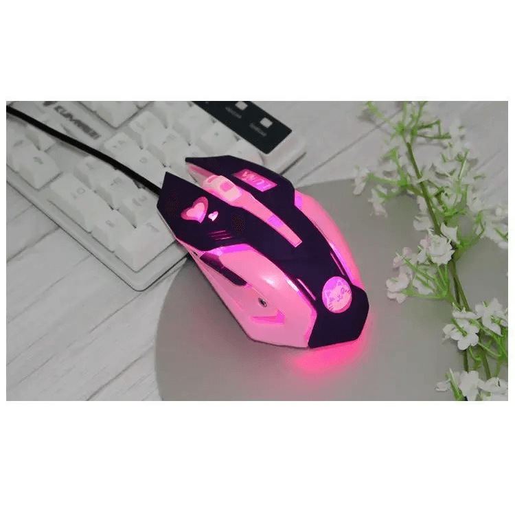 Cute Gaming USB Wired Mouse Girls Pink Computer Professional 2400 DPI Mouse Colorful Silent Mouse For PC - STIL8758YTRYJ