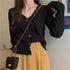 Cute Short Sweater Women V - Neck Knitted Cardigan Fashionable Single Breasted Women Elasticity Cropped Cardigan