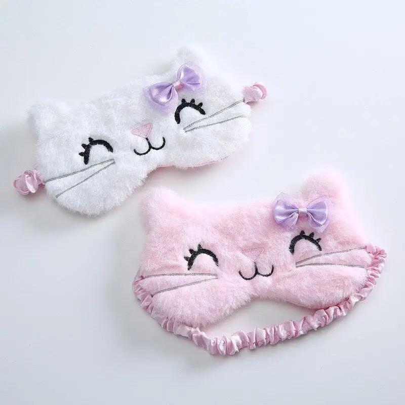 Cute Soft Cat Eye Cover Sleep Mask Comfortable Cartoon Mask Travel Rest Sleeping Aid Eye Patch Sleeping Mask