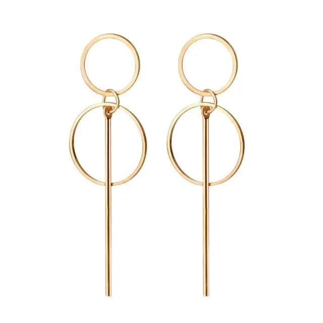 Cute Women’s Geometric Round And Long Earrings Contemporary Brass and Crystal Drop Earrings for Women Aand Girls - 22