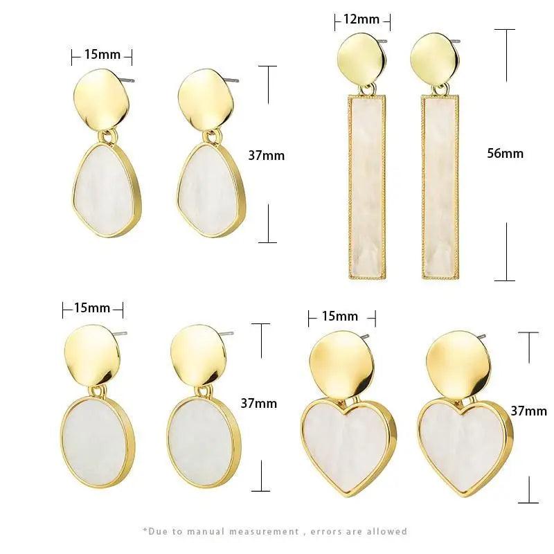 Cute Women’s Geometric Round And Long Earrings Contemporary Brass and Crystal Drop Earrings for Women Aand Girls