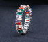 Fashion Luxury Multicolor Charm AAA Baguette Cubic Zirconia Wedding Rings for Women T Shape Stone Party Jewelry