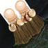 Bohemian Tassel Crystal Long Drop Earrings for Women Red Cotton Silk Fabric Fringe Earrings Fashion Woman Jewelry