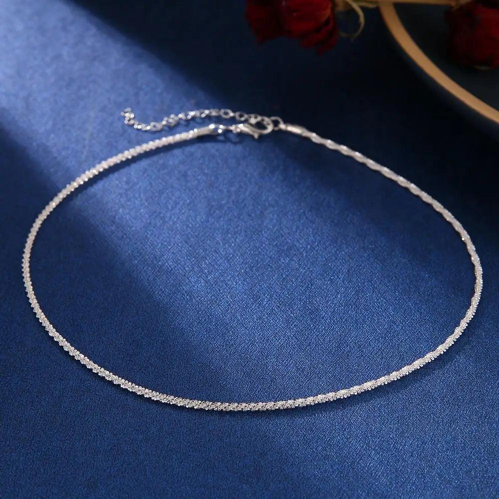 Dazzling Silver Color Chain Soft Choker Necklace For Women And Girls Trendy And Stylish Wedding Accessories