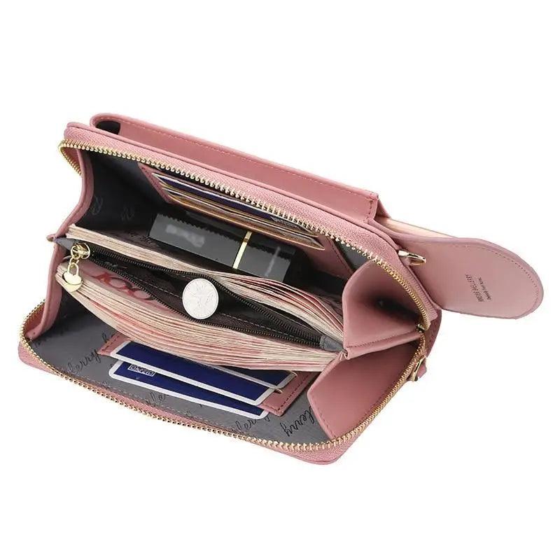 Dazzling Women Wallet Bags Big Card Holder Clutch Messenger Long Shoulder Straps - Trendy Designer Female Clutch Cross