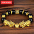 Luxury Black Obsidian Stone Beads Bracelet Gold Color Buddha Good Luck Wealth Bracelets for Women and Men