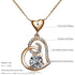 Rose Gold Color Clear Austrian Crystals Double Heart Pendant Necklace for Valentine's Day Gift of Love In Luxury Diamond Style